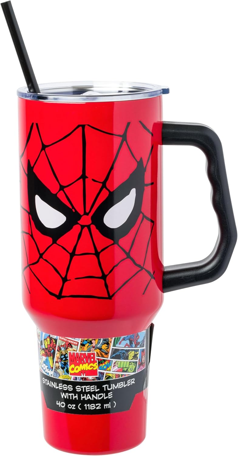 Batman I am Batman Quote, Stainless Steel Tumbler, 40oz | Includes Handle, Double Walled, Straw, Fits in Cup Holder, 1.18 Liters