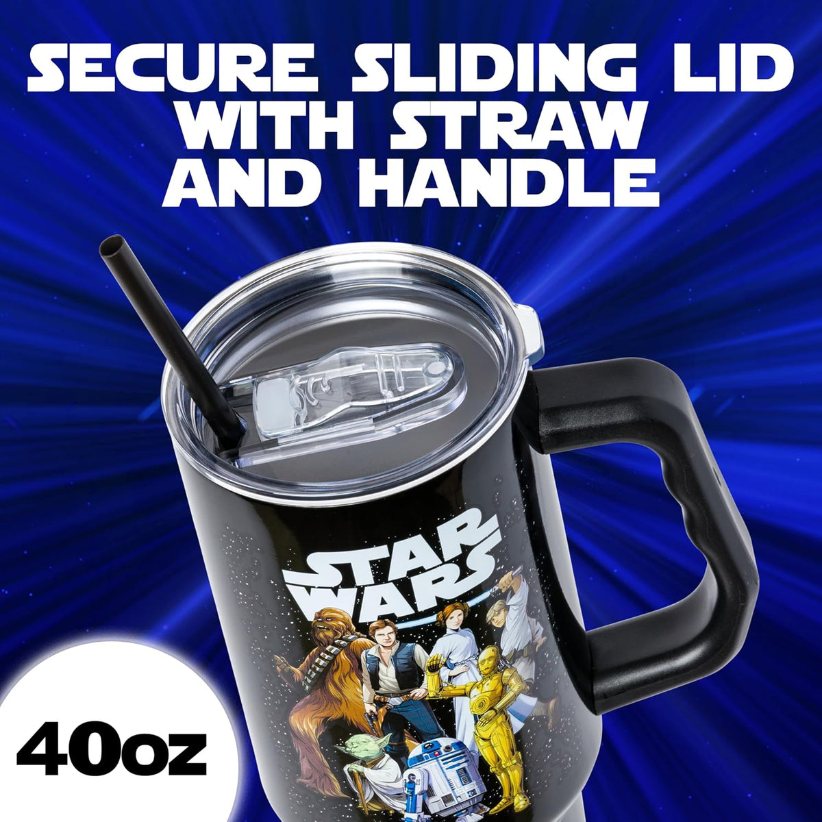 Batman I am Batman Quote, Stainless Steel Tumbler, 40oz | Includes Handle, Double Walled, Straw, Fits in Cup Holder, 1.18 Liters