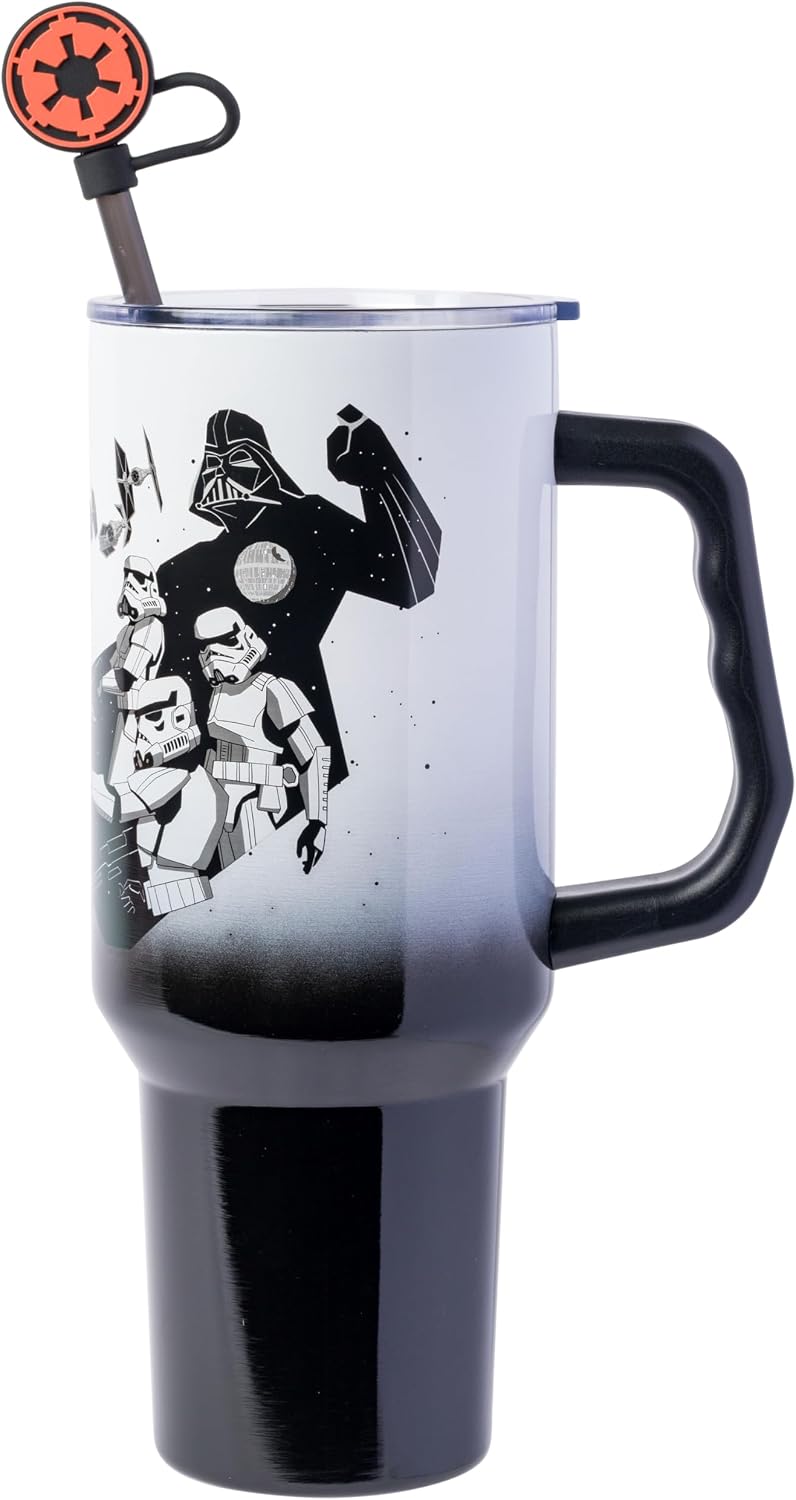 Batman I am Batman Quote, Stainless Steel Tumbler, 40oz | Includes Handle, Double Walled, Straw, Fits in Cup Holder, 1.18 Liters