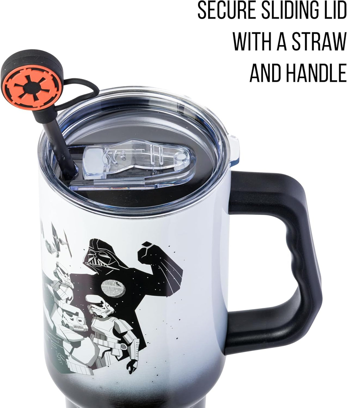 Batman I am Batman Quote, Stainless Steel Tumbler, 40oz | Includes Handle, Double Walled, Straw, Fits in Cup Holder, 1.18 Liters