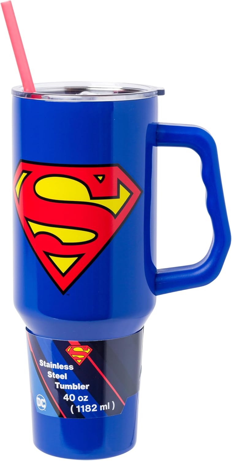 Batman I am Batman Quote, Stainless Steel Tumbler, 40oz | Includes Handle, Double Walled, Straw, Fits in Cup Holder, 1.18 Liters