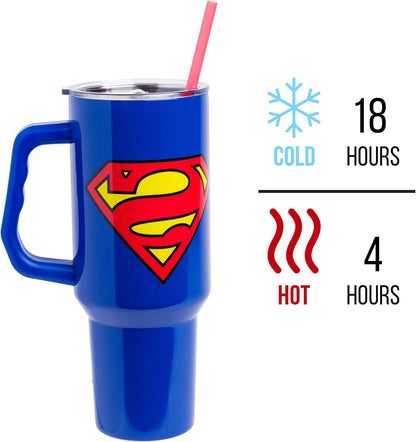 Batman I am Batman Quote, Stainless Steel Tumbler, 40oz | Includes Handle, Double Walled, Straw, Fits in Cup Holder, 1.18 Liters