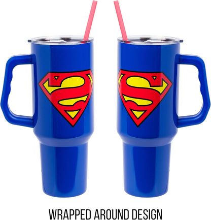 Batman I am Batman Quote, Stainless Steel Tumbler, 40oz | Includes Handle, Double Walled, Straw, Fits in Cup Holder, 1.18 Liters
