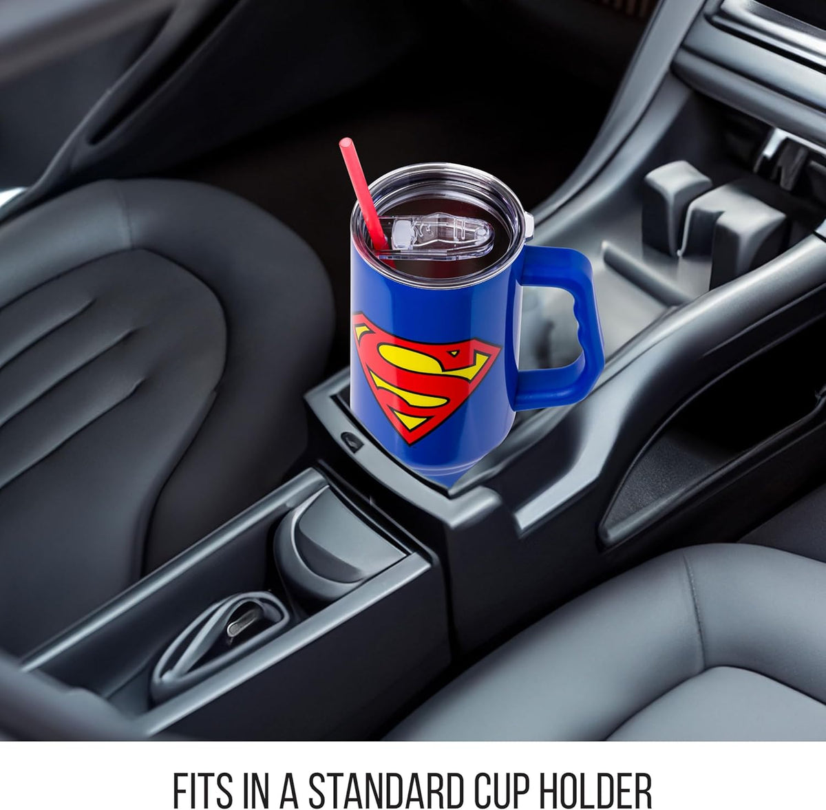 Batman I am Batman Quote, Stainless Steel Tumbler, 40oz | Includes Handle, Double Walled, Straw, Fits in Cup Holder, 1.18 Liters