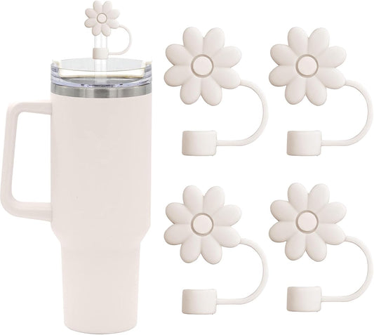 Cream Silicone Straw Covers Toppers for Stanley 30&40 Oz