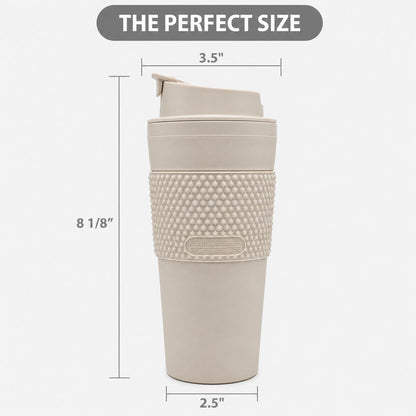 16 oz Coffee Tumbler Set (2 Pack) – Insulated Double Wall Travel Mug with Leak Proof Lid, Cup Holder Friendly, BPA Free Reusable Coffee Cup, Dishwasher & Microwave Safe, Brown