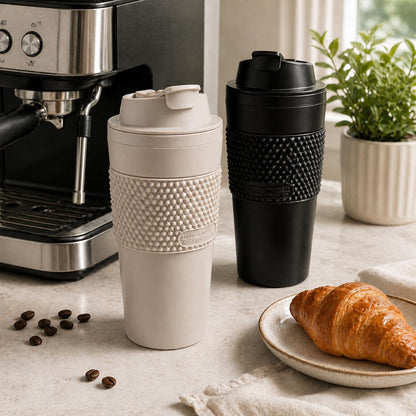 16 oz Coffee Tumbler Set (2 Pack) – Insulated Double Wall Travel Mug with Leak Proof Lid, Cup Holder Friendly, BPA Free Reusable Coffee Cup, Dishwasher & Microwave Safe, Brown