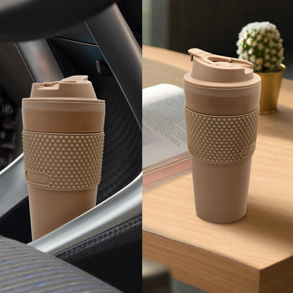 16 oz Coffee Tumbler Set (2 Pack) – Insulated Double Wall Travel Mug with Leak Proof Lid, Cup Holder Friendly, BPA Free Reusable Coffee Cup, Dishwasher & Microwave Safe, Brown