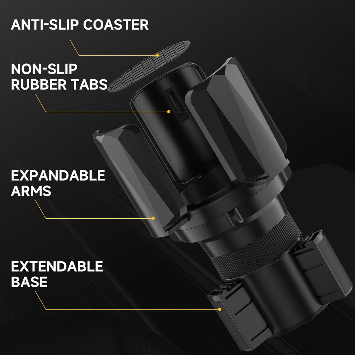 Large Cup Holder Expander with Expandable Arms, Fits 2.5-5.9" Bottles