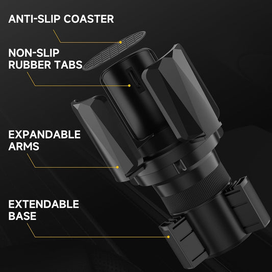 Large Cup Holder Expander with Expandable Arms, Fits 2.5-5.9" Bottles