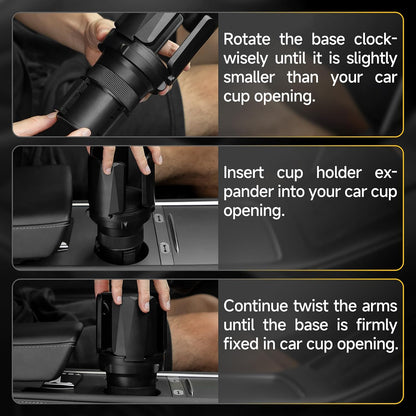 Large Cup Holder Expander with Expandable Arms, Fits 2.5-5.9" Bottles