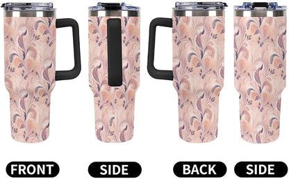 Leakproof Tumbler Vacuum Sealed Car Holder Friendly For Travel Teal And Peach Tropical Palm Leaf Pattern Water Tumbler white-style-23 - Colors D