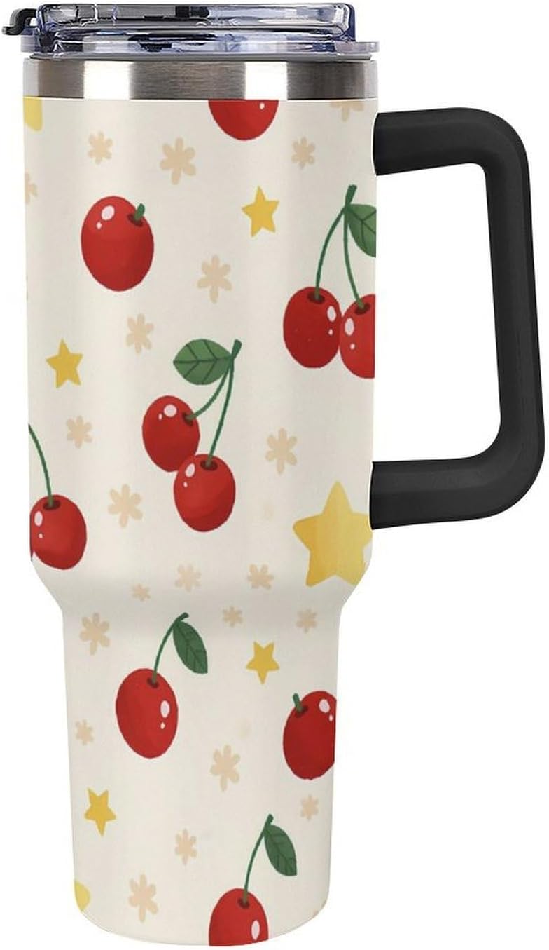 Leakproof Tumbler Vacuum Sealed Car Holder Friendly For Travel Teal And Peach Tropical Palm Leaf Pattern Water Tumbler white-style-23 - Colors D