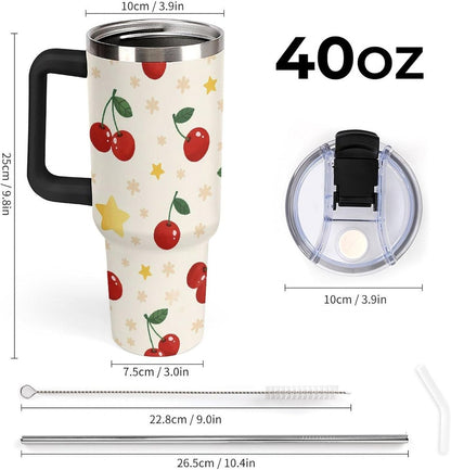 Leakproof Tumbler Vacuum Sealed Car Holder Friendly For Travel Teal And Peach Tropical Palm Leaf Pattern Water Tumbler white-style-23 - Colors D