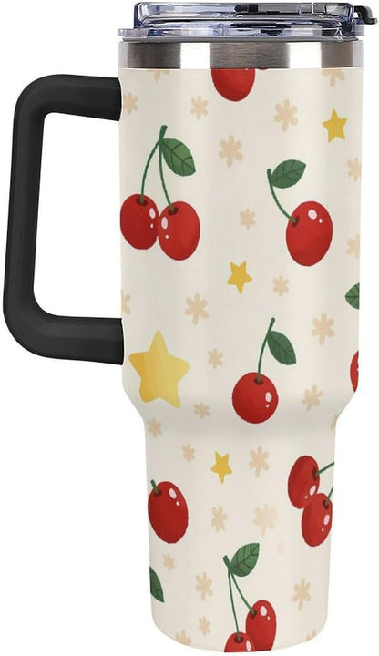 Leakproof Tumbler Vacuum Sealed Car Holder Friendly For Travel Teal And Peach Tropical Palm Leaf Pattern Water Tumbler white-style-23 - Colors D