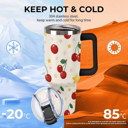 Leakproof Tumbler Vacuum Sealed Car Holder Friendly For Travel Teal And Peach Tropical Palm Leaf Pattern Water Tumbler white-style-23 - Colors D