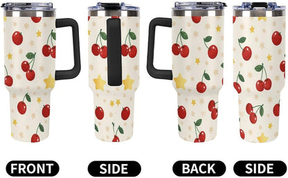Leakproof Tumbler Vacuum Sealed Car Holder Friendly For Travel Teal And Peach Tropical Palm Leaf Pattern Water Tumbler white-style-23 - Colors D