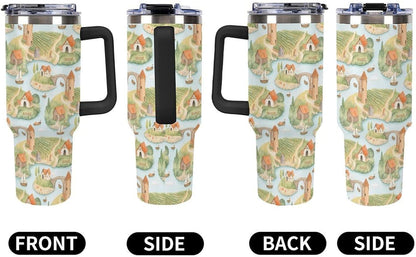 Leakproof Tumbler Vacuum Sealed Car Holder Friendly For Travel Teal And Peach Tropical Palm Leaf Pattern Water Tumbler white-style-23 - Colors D