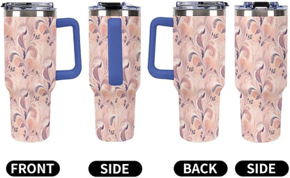Leakproof Tumbler Vacuum Sealed Car Holder Friendly For Travel Teal And Peach Tropical Palm Leaf Pattern Water Tumbler white-style-23 - Colors D