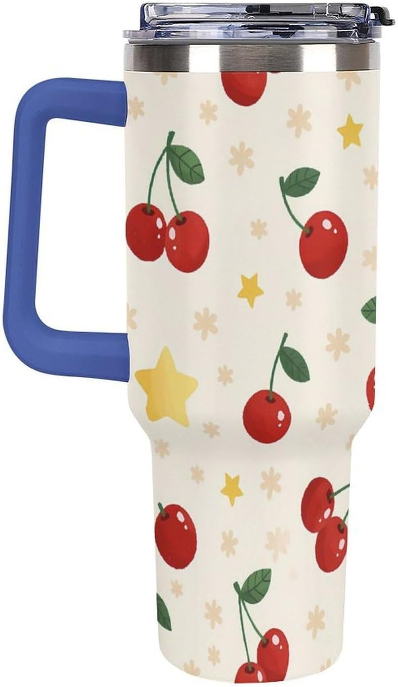 Leakproof Tumbler Vacuum Sealed Car Holder Friendly For Travel Teal And Peach Tropical Palm Leaf Pattern Water Tumbler white-style-23 - Colors D