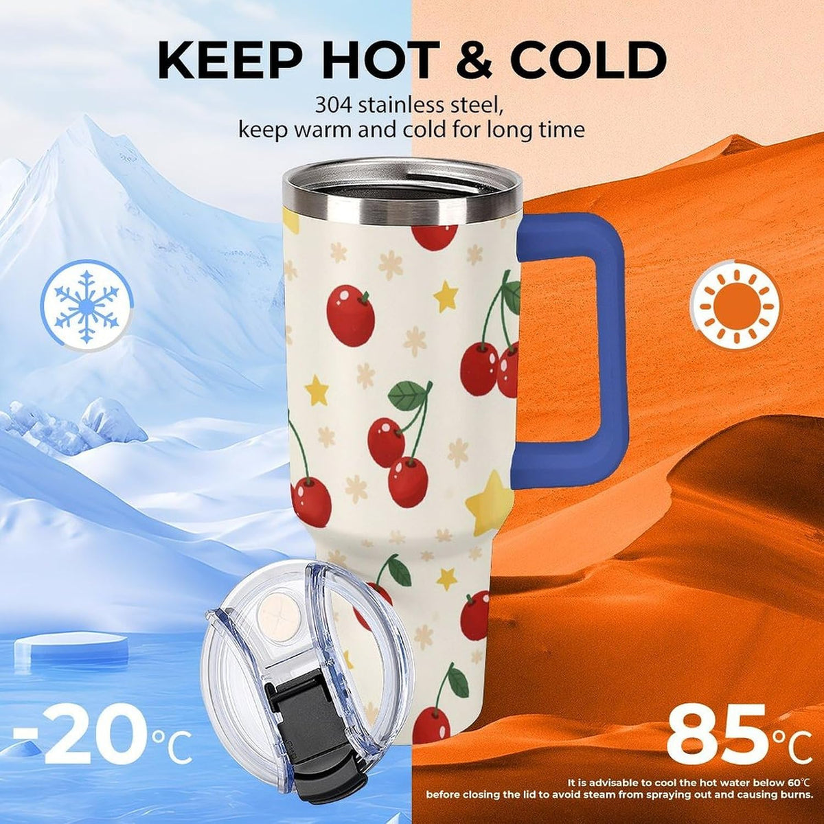 Leakproof Tumbler Vacuum Sealed Car Holder Friendly For Travel Teal And Peach Tropical Palm Leaf Pattern Water Tumbler white-style-23 - Colors D