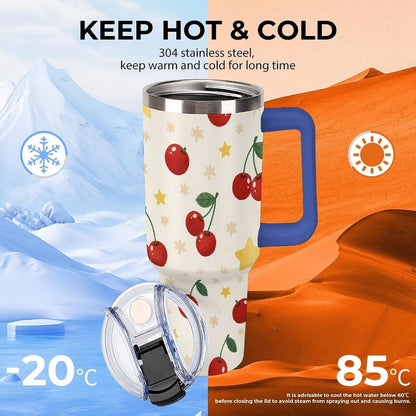 Leakproof Tumbler Vacuum Sealed Car Holder Friendly For Travel Teal And Peach Tropical Palm Leaf Pattern Water Tumbler white-style-23 - Colors D