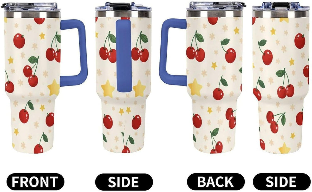 Leakproof Tumbler Vacuum Sealed Car Holder Friendly For Travel Teal And Peach Tropical Palm Leaf Pattern Water Tumbler white-style-23 - Colors D