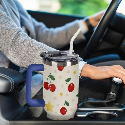 Leakproof Tumbler Vacuum Sealed Car Holder Friendly For Travel Teal And Peach Tropical Palm Leaf Pattern Water Tumbler white-style-23 - Colors D