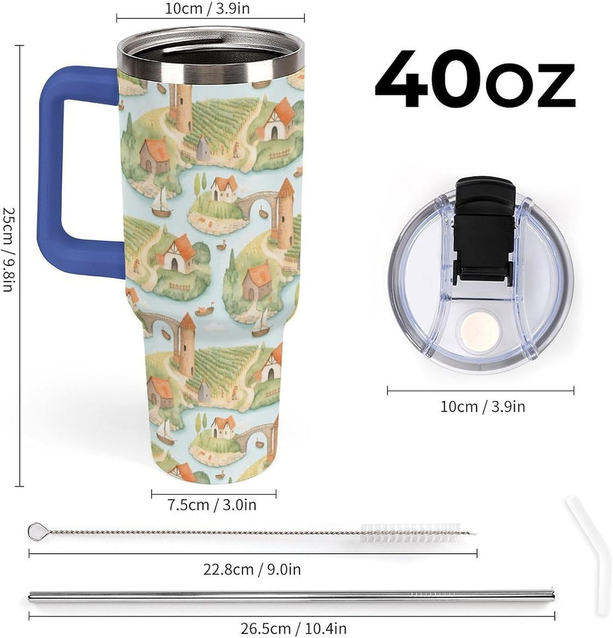 Leakproof Tumbler Vacuum Sealed Car Holder Friendly For Travel Teal And Peach Tropical Palm Leaf Pattern Water Tumbler white-style-23 - Colors D