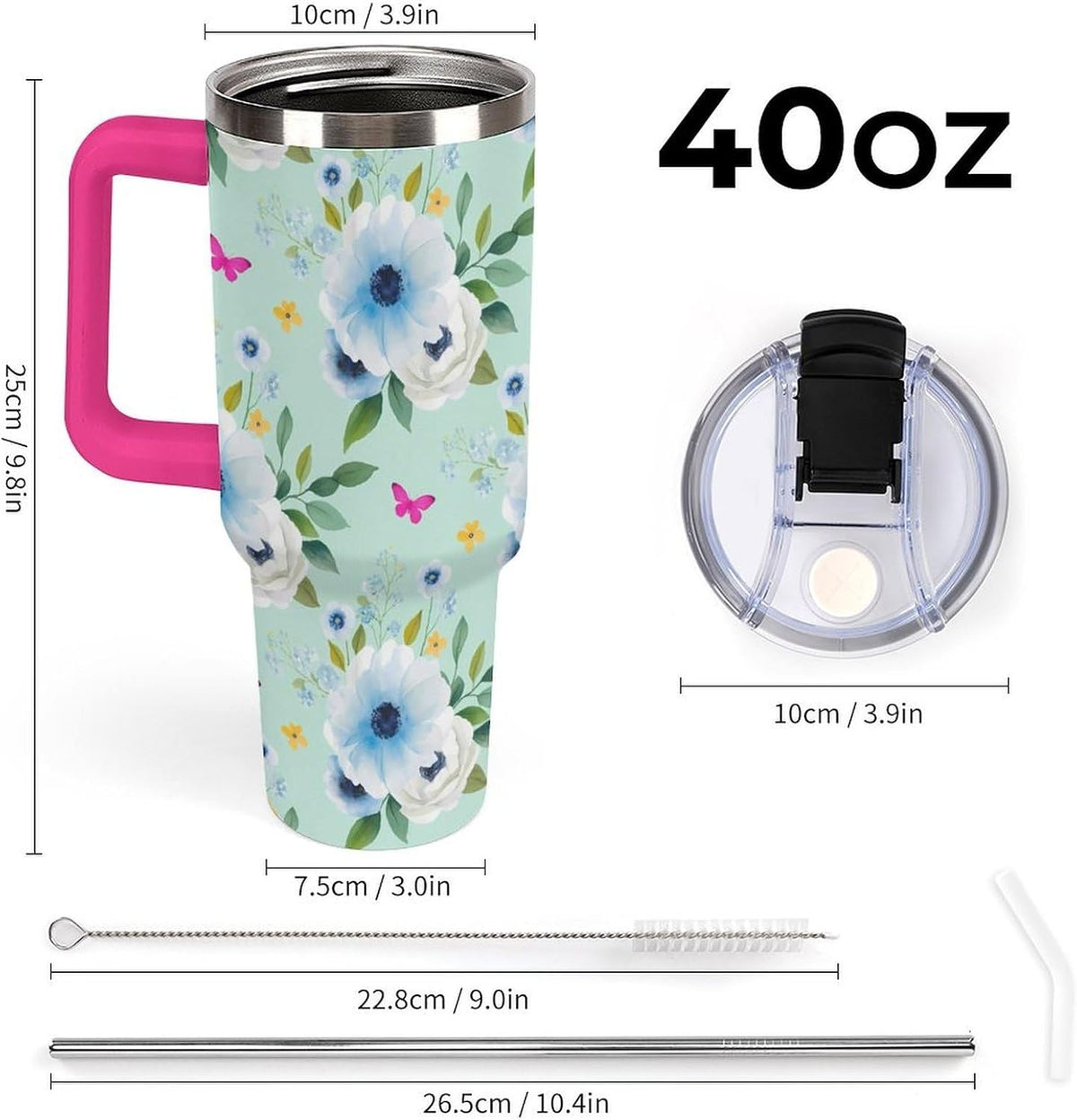 Leakproof Tumbler Vacuum Sealed Car Holder Friendly For Travel Teal And Peach Tropical Palm Leaf Pattern Water Tumbler white-style-23 - Colors D