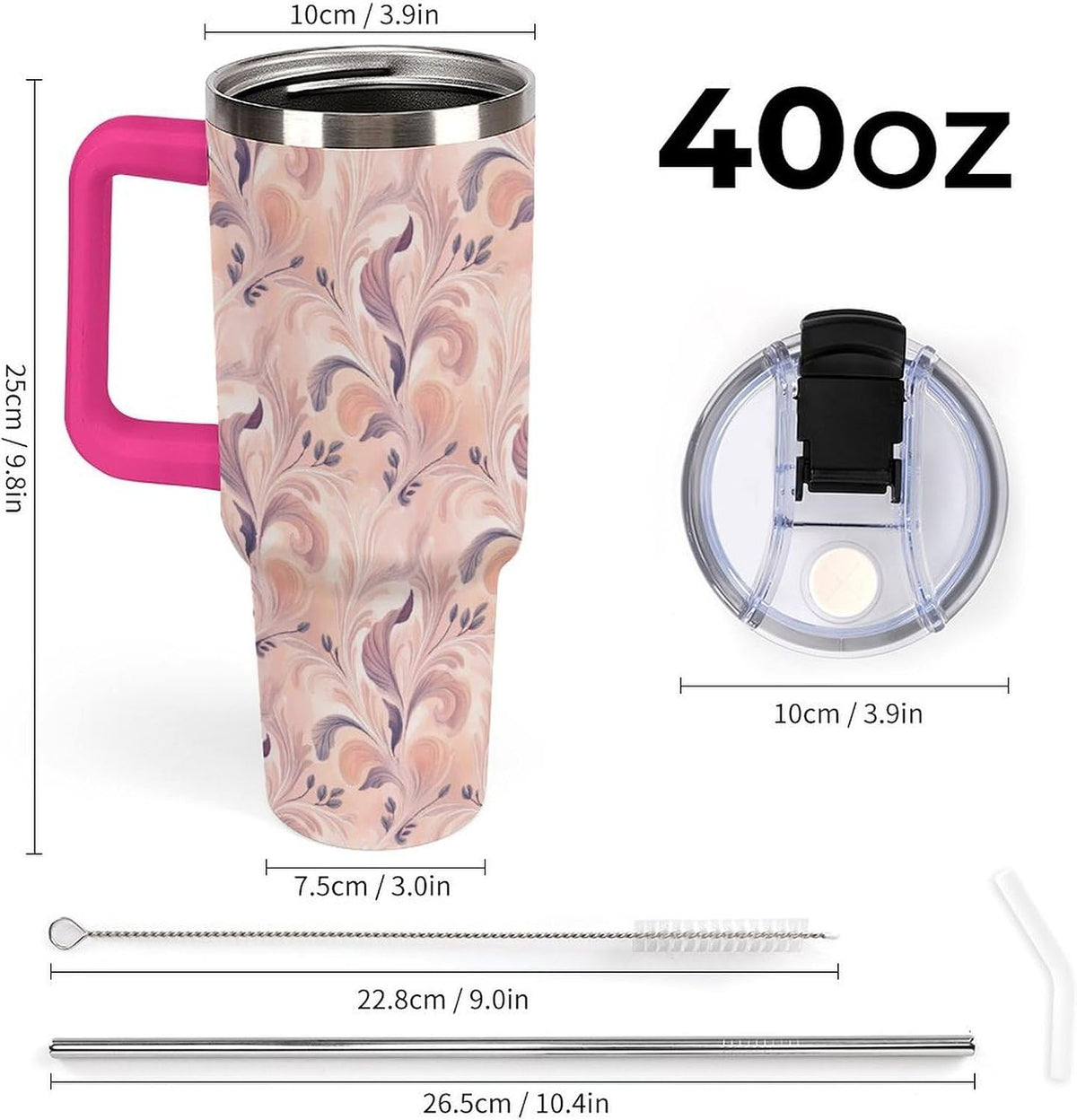 Leakproof Tumbler Vacuum Sealed Car Holder Friendly For Travel Teal And Peach Tropical Palm Leaf Pattern Water Tumbler white-style-23 - Colors D