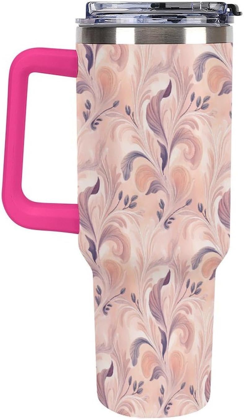 Leakproof Tumbler Vacuum Sealed Car Holder Friendly For Travel Teal And Peach Tropical Palm Leaf Pattern Water Tumbler white-style-23 - Colors D