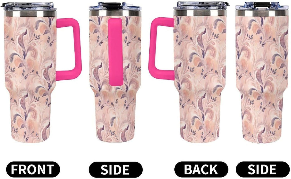 Leakproof Tumbler Vacuum Sealed Car Holder Friendly For Travel Teal And Peach Tropical Palm Leaf Pattern Water Tumbler white-style-23 - Colors D