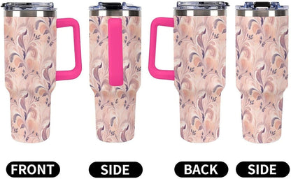 Leakproof Tumbler Vacuum Sealed Car Holder Friendly For Travel Teal And Peach Tropical Palm Leaf Pattern Water Tumbler white-style-23 - Colors D