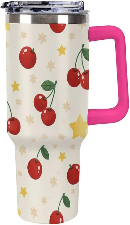 Leakproof Tumbler Vacuum Sealed Car Holder Friendly For Travel Teal And Peach Tropical Palm Leaf Pattern Water Tumbler white-style-23 - Colors D