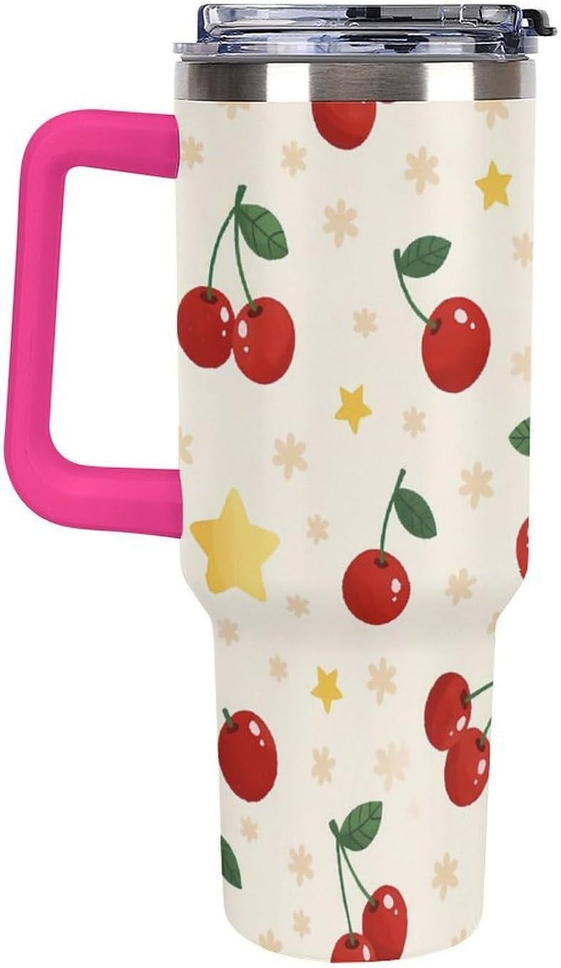 Leakproof Tumbler Vacuum Sealed Car Holder Friendly For Travel Teal And Peach Tropical Palm Leaf Pattern Water Tumbler white-style-23 - Colors D