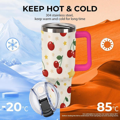 Leakproof Tumbler Vacuum Sealed Car Holder Friendly For Travel Teal And Peach Tropical Palm Leaf Pattern Water Tumbler white-style-23 - Colors D