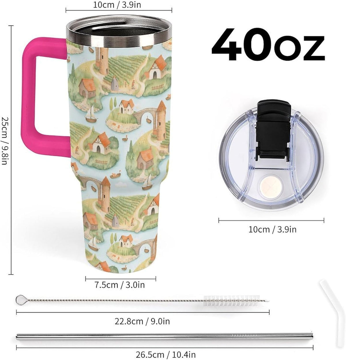 Leakproof Tumbler Vacuum Sealed Car Holder Friendly For Travel Teal And Peach Tropical Palm Leaf Pattern Water Tumbler white-style-23 - Colors D