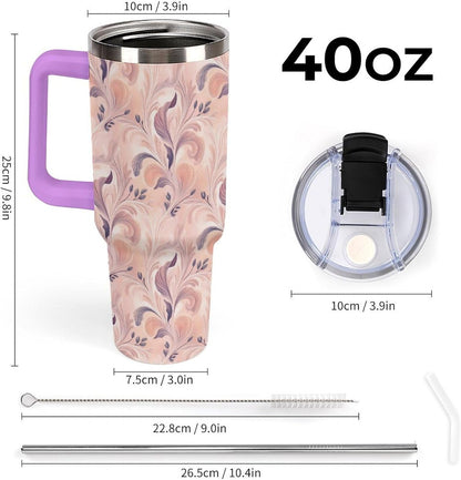Leakproof Tumbler Vacuum Sealed Car Holder Friendly For Travel Teal And Peach Tropical Palm Leaf Pattern Water Tumbler white-style-23 - Colors D