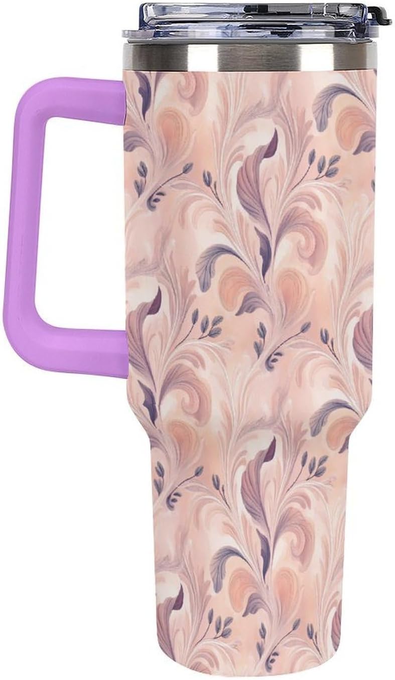 Leakproof Tumbler Vacuum Sealed Car Holder Friendly For Travel Teal And Peach Tropical Palm Leaf Pattern Water Tumbler white-style-23 - Colors D