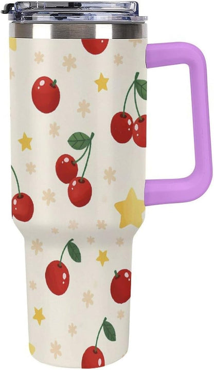 Leakproof Tumbler Vacuum Sealed Car Holder Friendly For Travel Teal And Peach Tropical Palm Leaf Pattern Water Tumbler white-style-23 - Colors D