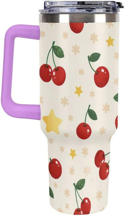 Leakproof Tumbler Vacuum Sealed Car Holder Friendly For Travel Teal And Peach Tropical Palm Leaf Pattern Water Tumbler white-style-23 - Colors D