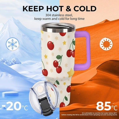 Leakproof Tumbler Vacuum Sealed Car Holder Friendly For Travel Teal And Peach Tropical Palm Leaf Pattern Water Tumbler white-style-23 - Colors D