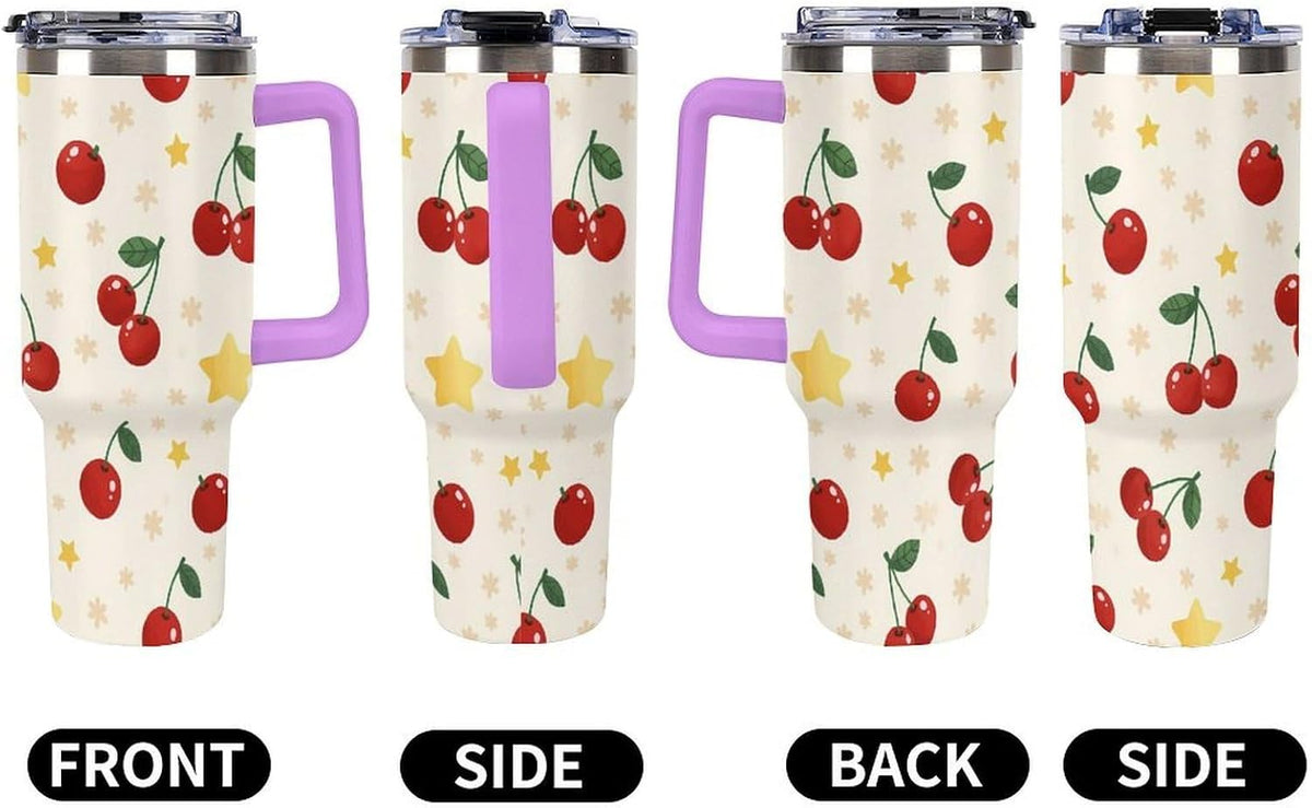 Leakproof Tumbler Vacuum Sealed Car Holder Friendly For Travel Teal And Peach Tropical Palm Leaf Pattern Water Tumbler white-style-23 - Colors D