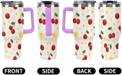 Leakproof Tumbler Vacuum Sealed Car Holder Friendly For Travel Teal And Peach Tropical Palm Leaf Pattern Water Tumbler white-style-23 - Colors D