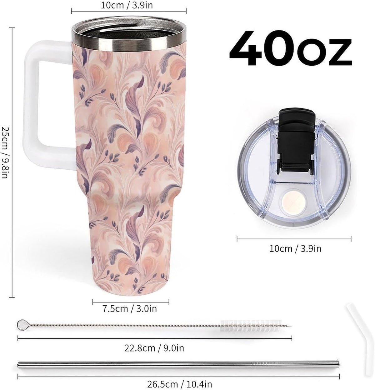 Leakproof Tumbler Vacuum Sealed Car Holder Friendly For Travel Teal And Peach Tropical Palm Leaf Pattern Water Tumbler white-style-23 - Colors D