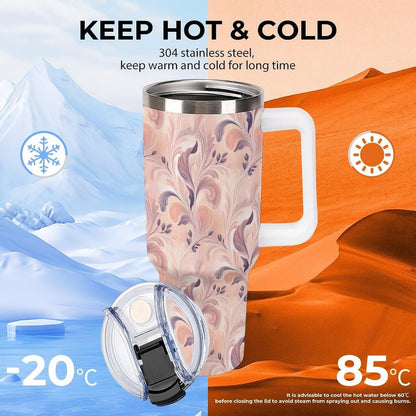 Leakproof Tumbler Vacuum Sealed Car Holder Friendly For Travel Teal And Peach Tropical Palm Leaf Pattern Water Tumbler white-style-23 - Colors D