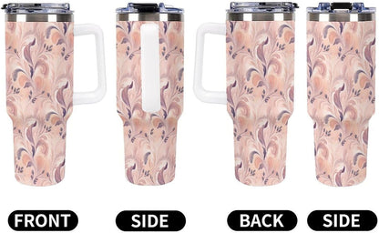 Leakproof Tumbler Vacuum Sealed Car Holder Friendly For Travel Teal And Peach Tropical Palm Leaf Pattern Water Tumbler white-style-23 - Colors D