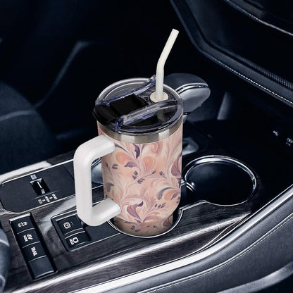 Leakproof Tumbler Vacuum Sealed Car Holder Friendly For Travel Teal And Peach Tropical Palm Leaf Pattern Water Tumbler white-style-23 - Colors D