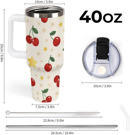 Leakproof Tumbler Vacuum Sealed Car Holder Friendly For Travel Teal And Peach Tropical Palm Leaf Pattern Water Tumbler white-style-23 - Colors D